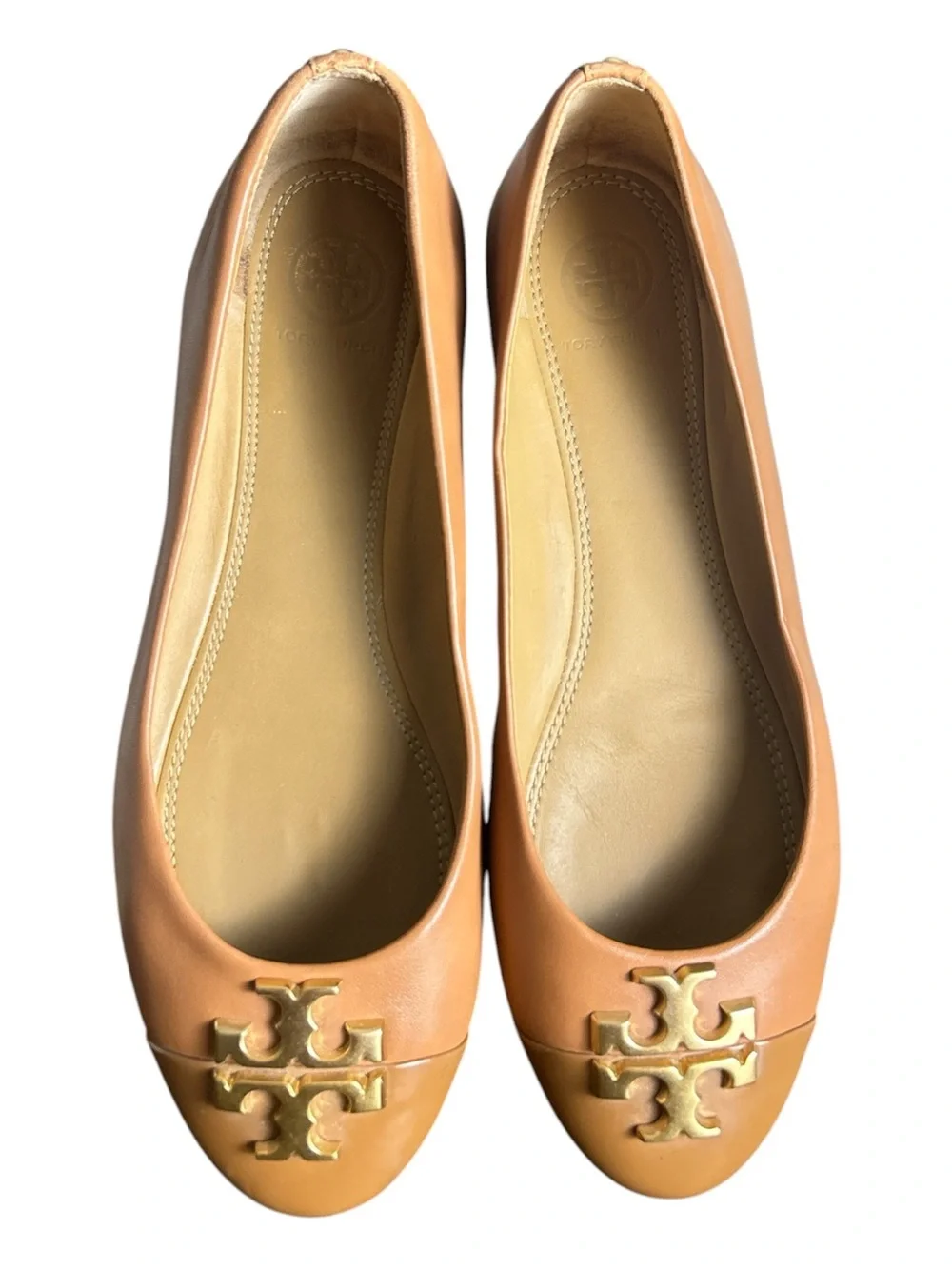 Tory Burch Everly Flats in Tan Leather Size 7